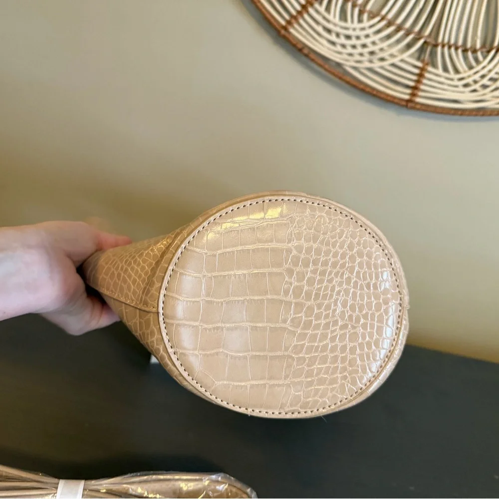Anthropologie Melie Bianco Nicole Vegan Leather Croc Embossed Purse NEW